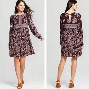 KNOX ROSE  Paisley & Flora Print Long Sleeve Dress